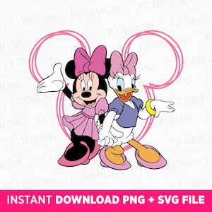 Best Friends Girls Svg, Miss Mouse and Duck Svg, Mouse Ear Besties Svg, Retro Mouse and Duck, Friendship Svg, Png Files For Sublimation