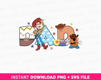 Toy Friends Dad SVG, Cowboy Letters, Family Vacation (PNG SVG Files)
