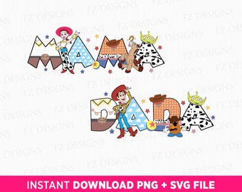 Toy Friends Mama Dada SVG, Cowboy Cowgirl Family Vacation (PNG SVG Files)