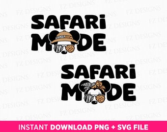 Coppia di topolini in modalità Safari SVG, viaggio di vacanza in famiglia (download immediato)