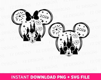 Maus und Freund SVG PNG, 2026 Magical Kingdom Familienurlaub