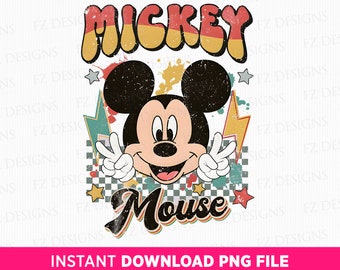 Retro Mouse Png, Family Trip Png, Family Vacation Png, Vacay Mode, Checkered Happy Mouse Png, Splash and Stars Png, Sublimation For Png File