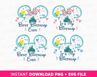 Orejas de ratón para cumpleaños SVG, Viaje familiar al Reino Mágico (archivos PNG SVG)