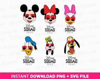 Family Squad 2025 SVG, Mouse and Friends, Sunglasses Cartoon (PNG SVG Files)