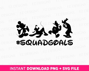 Squad Goals Mouse Friends SVG, Family Vacation Trip (PNG SVG Files)