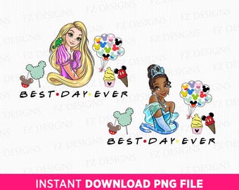 Princesses Family Trip 2025 PNG, Snacks and Balloons (Digital Download)