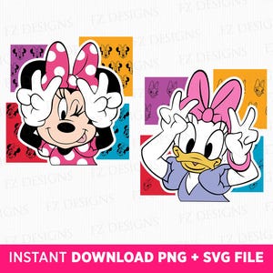 Schattige muis en eend Svg, meisjes reis Svg, grappige stripfiguren Svg, familievakantie Svg, familie-uitstapje Svg, Png Svg-bestanden voor sublimatie