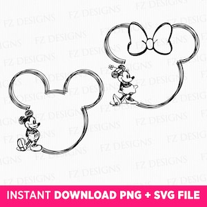 Family Trip Svg, Mouse Couple Mouse Ear Svg, Family Vacation Svg, Vacay Mode, Sketch Mouse and Friend Svg, Couple Trip Svg, Png Svg Files