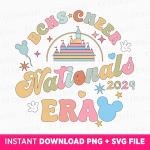 BCHS Cheer Nationals 2024 Era Svg, Retro Magical Kingdom Svg,  Cheer Girl Svg, Pom Pom Svg, Cheer Svg, Png Svg Files For Print