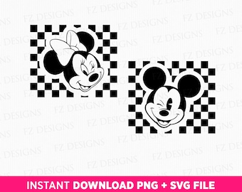 Maus und Freund kariert SVG, Familienurlaub Design (Instant Download)