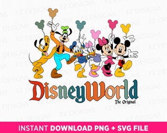 Mouse and Friends SVG, Family Vacation Balloons, Cartoon Characters (Instant Download)