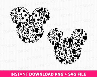 Collage Maus Charaktere SVG, Familienurlaub 2023 (SVG- und PNG-Dateien)