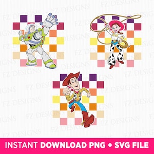 Cowboy and Friends Svg, Checkered Background Svg, Family Trip Svg, Family Vacation Svg, Png Svg Files For Print, Instant Download