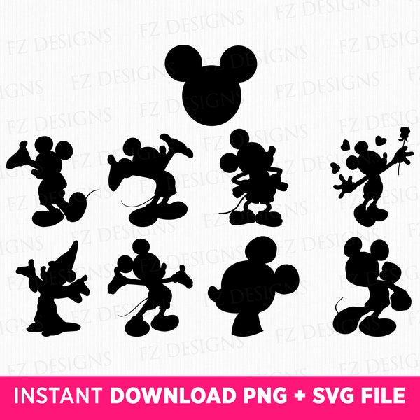 Mickey Mouse Silhouette Svg - Etsy