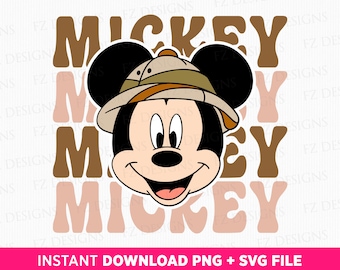 Retro Safari Mouse Head Svg, Family Trip Animal Kingdom (PNG, SVG)