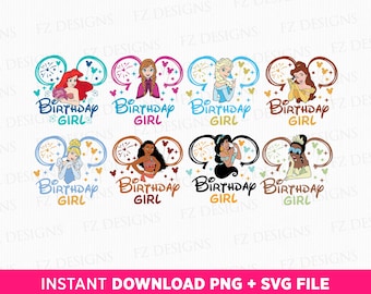 Birthday Princess SVG Bundle, Mouse Ear Balloons (Instant Download)