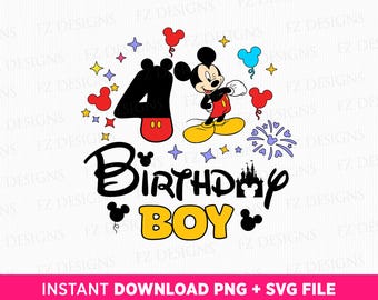 4th Birthday Boy Mouse SVG, Magical Kingdom Design (PNG SVG)