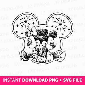 Mouse and Friend Svg, Family Trip Svg, Magical Kingdom, Sketch Mouse Couple Svg, Vacay Mode, Png Svg Files For Print, Instant Download