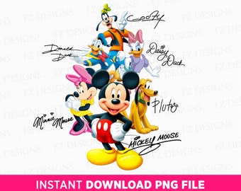 Ratón y sus amigos PNG, Vacaciones en familia, Diseño para sublimación (Descarga instantánea)