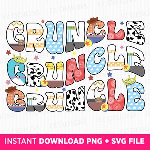 Amigos del juguete Gruncle Svg, viaje familiar svg, carta ondulada Gruncle svg, vacaciones familiares svg, archivo png para sublimación, descarga instantánea
