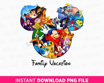 Maus Kopf Familienurlaub PNG, Multi Characters Collage (PNG File)