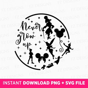 Never Grow Up Svg, Family Vacation Svg, Silhouette Fairy Svg, Family Trip Svg, Magical Kingdom Svg, Vacay Mode, Svg File For Cricut Cut