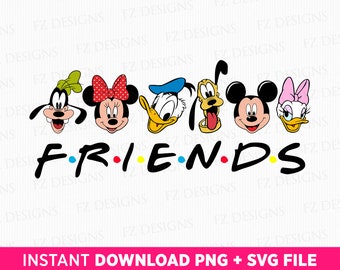 Mouse and Friends Svg, Best Friends Svg, Friends On The Line Svg, Clipart Friends Svg, PNG Files For Sublimation, Instant Download