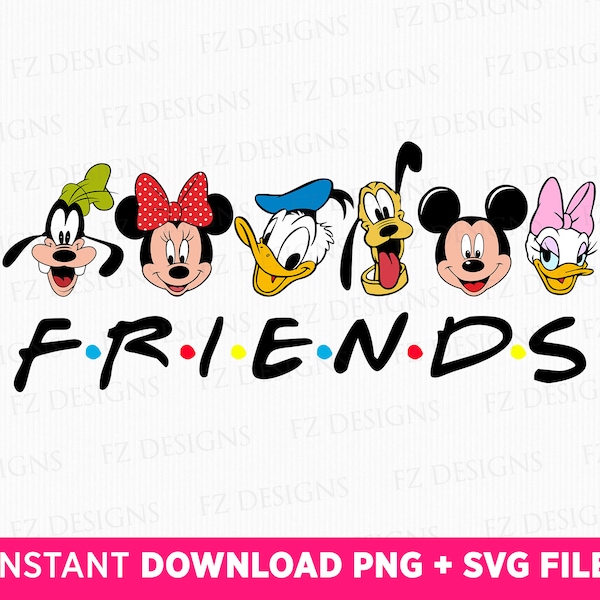 Mouse and Friends Svg, Best Friends Svg, Friends On The Line Svg, Clipart Friends Svg, PNG Files For Sublimation, Instant Download