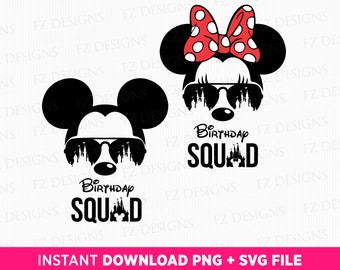 Birthday Squad Mouse Ears SVG, Magical Kingdom Family Birthday (SVG PNG)