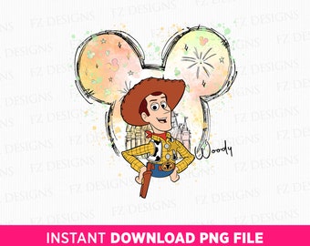 Aquarel Magical Kingdom Cowboy PNG, familie-uitstapje ontwerp (directe download)