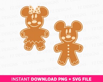 Mouse Couple Gingerbread Christmas SVG, PNG Files (Digital Download)