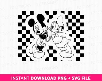 Checkered Mouse and Duck SVG, Family Vacation Design (Instant Download)