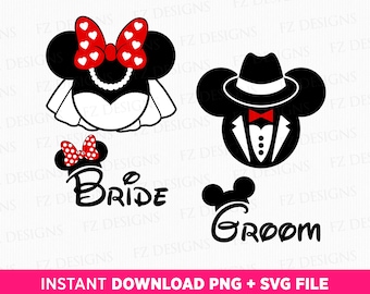 Mouse Bride and Groom Wedding SVG, PNG Files