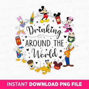 Drinking Around The World Png, Mouse and Friends Png, Family Trip Png, Family Vacation Png, Vacay Mode Png, Png File For Sublimation