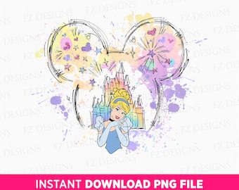 Watercolor Princess Castle PNG, Family Trip Design (Digital Download)