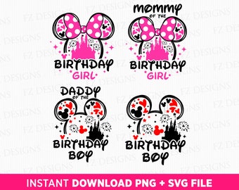 Family Birthday SVG Bundle, Girl, Boy, Mommy, Daddy, Sublimation PNG (Digital Download)