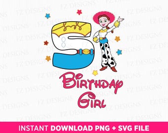 5th Birthday Girl Cowgirl SVG PNG, Toy Friends Design (Instant Download)