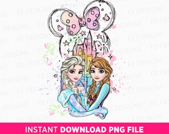 Castello della principessa ad acquerello PNG, design per viaggio in famiglia (download digitale)