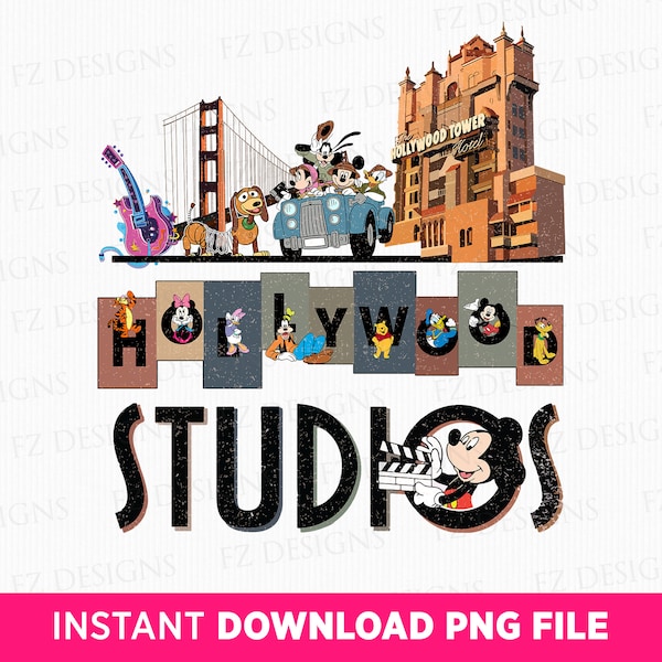 Hollywood Studios Png, Family Vacation Png, Retro Family Trip Png, Mouse and Friends, Magical Kingdom Png, Vacay Mode, Png For Sublimation