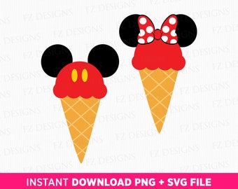 Helado de ratón SVG, diseño de vacaciones familiares (archivos PNG SVG)