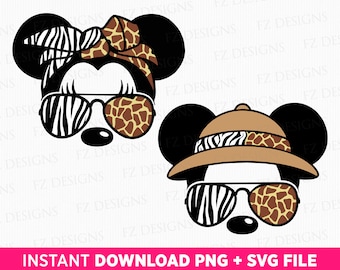Bundle Safari Mouse Couple Svg, Family Safari Trip Svg, Matching Family Couple Svg, Safari Bandana, Safari Hats, Png Files For Sublimation