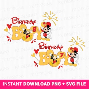 Birthday Boy Svg, Birthday Mouse Svg, Magical Kingdom Svg, 7 Years Old Svg, Funny Mouse Svg, Png Svg Files For Sublimation, Instant Download