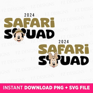 Safari Mouse Couple Svg, 2024 Safari Squad Svg, Family Safari Trip Svg, Matching Family Couple Svg, Png Files For Sublimation