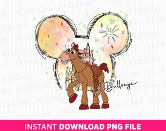 Watercolor Magical Kingdom PNG, Bullseye Character (Instant Download)
