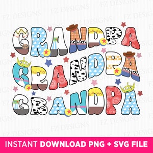 Toy Friends Vovô Svg, Family Trip Svg, Wavy Grandpa Svg, Presente para o vovô, Férias em família, arquivo Png para sublimação, download instantâneo