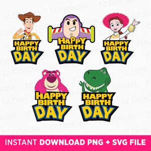 Bundle Happy Birthday Svg, Toy Friends Birthday Svg, Cowboy and Friends Svg, Family Birthday Svg, Happy Birthday, Png Svg Files For Print