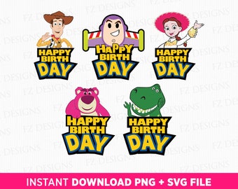 Toy Friends Birthday SVG Bundle, Cowboy Theme (PNG SVG Files)