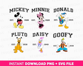 Mouse and Friends Svg, Retro Friends Svg, Family Trip Svg, Happy Mouse and Friends Svg, Magical Kingdom, Vacay Mode, Png Svg Files For Print