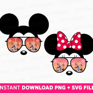 Bundle Mouse Couple with Glasses Svg, Family Vacation Svg, Magical Kingdom 2023 Svg, Mouse Ear and Glasses Svg, Png Files For Sublimation