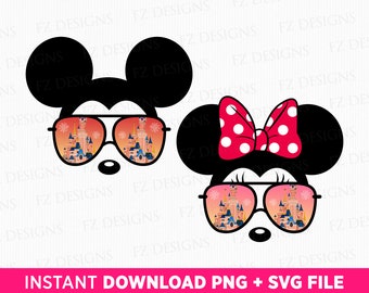 Bundle Mouse Couple with Glasses Svg, Family Vacation Svg, Magical Kingdom 2023 Svg, Mouse Ear and Glasses Svg, Png Files For Sublimation